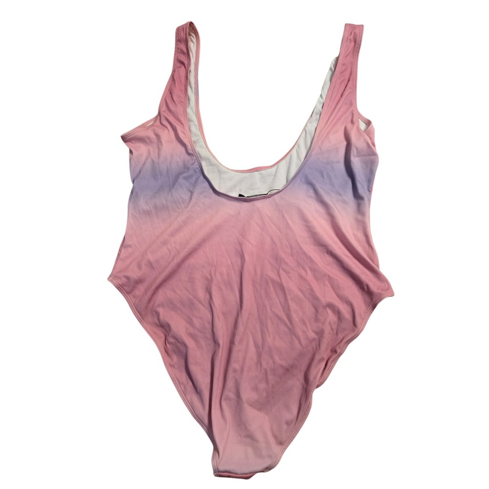 Boohoo‎ Beach Womens Pink Purple Ombre Ribbed One Piece Swimsuit Size US 18 NWT - Picture 3 of 3